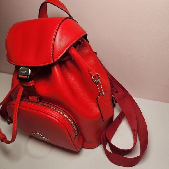NWT Coach CR100 Pace Backpack Smooth Leather Miami Red - Picture 4 of 7